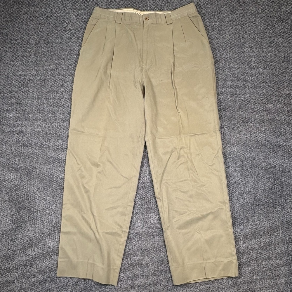 Tommy Bahama Pleated Dress Pants Mens 33‎ Tencel Cotton Bamboo Tan Khaki Slacks